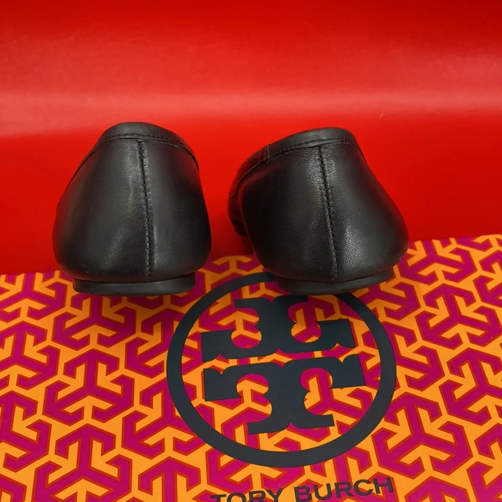 Tory Burch Lowell Black Leather Flats size 8M - Picture 15 of 16
